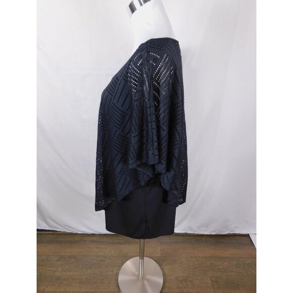 Kim Rogers Black Crochet Poncho Top 1X - Curvy Overlay Tunic - Excellent - Picture 4 of 11